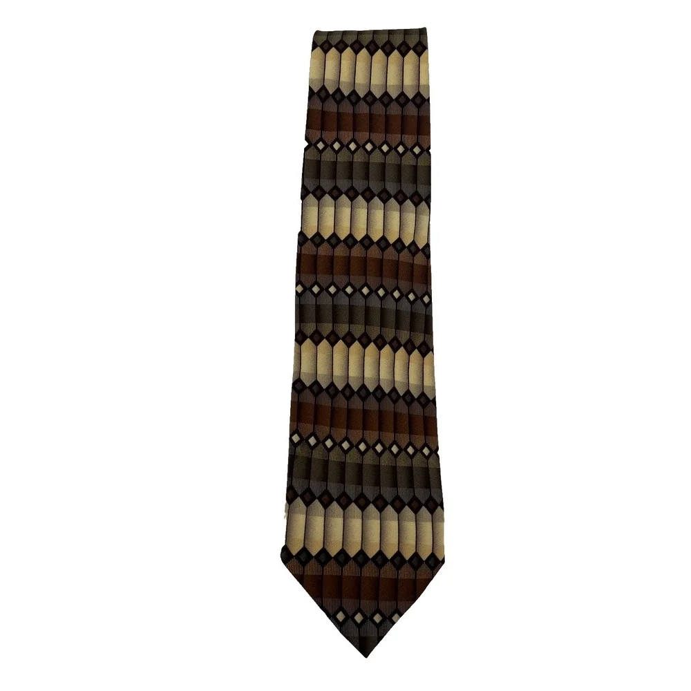 Giorgio Brutini Collezione 100% Silk Tie - Brown Necktie - Retro 80's - 90's